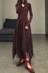 Marc Le Bihan Fake Two-piece Dress Series Three-layer Gauze Silk Skin-friendly Hand-made Plant Dyeing Daily MLB-2832-JIUHONG Wine Red